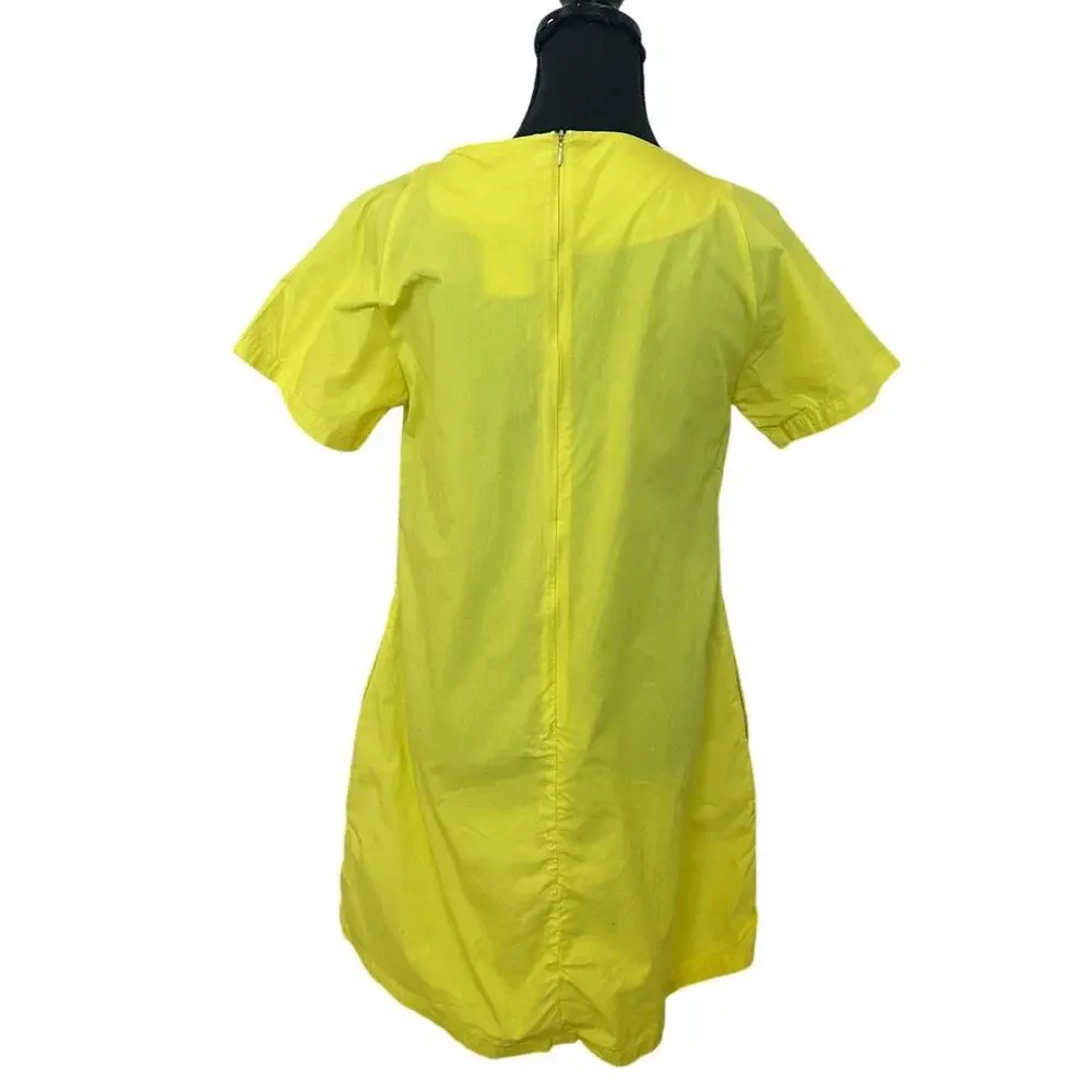 Osman Yousefzada Yellow Shift Mini Dress SIZE 8 T-shirt Cotton Office Work $210 - Picture 7 of 9